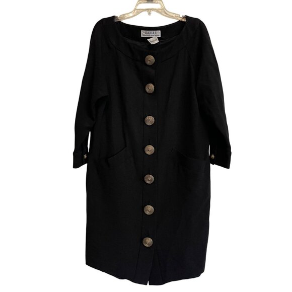 Vintage Chetta B Neiman Marcus Black‎ Button-Down Dress 80's Mature Classic Chic - Picture 11 of 12
